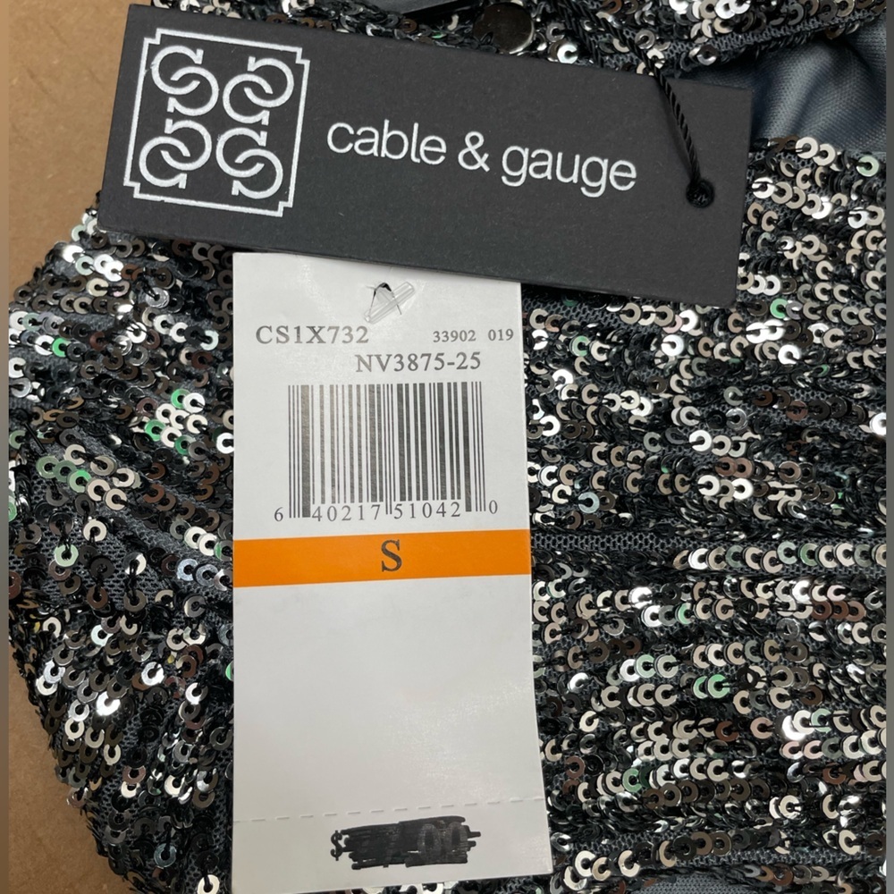 Cable Gauge Sleeveless Sequin Cowl Neck Top - Silver Size: Small NWT - Picture 12 of 12